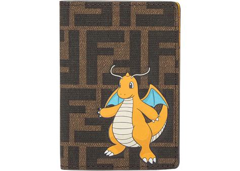 fendi x frgmt x pokémon brown ff fabric card holder|Card Case .